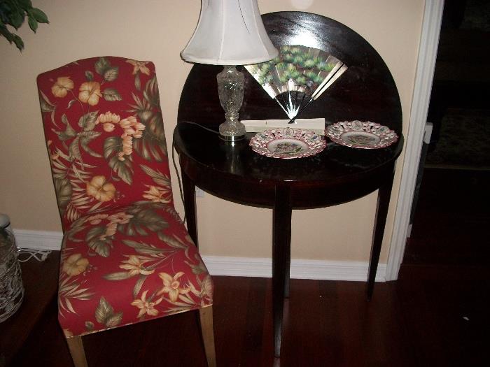 DEMILUNE FOLDING TABLE WITH INLAID DESIGN