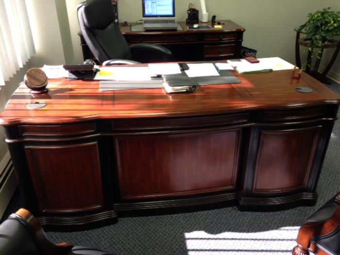 Executive desk and leather chair