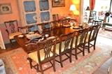 Georgian Design Banquet Dinning Room Table with 10 Chippendale Style Chairs