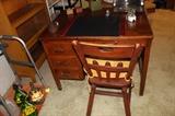 Vintage small wooden desk and chair