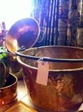 Copper kettles.