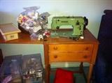 Bernina sewing machine and sewing supplies.
