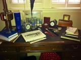Nice Sligh Furniture desk.  Memorabilia from Georgetown Law School. 