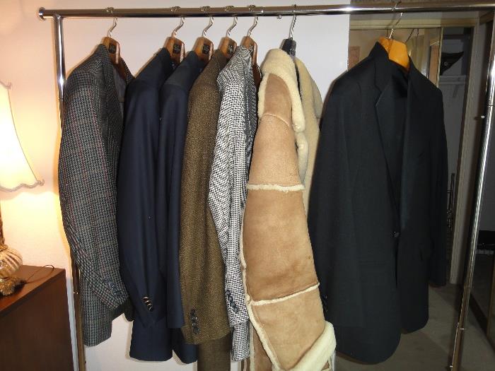 3 sportcoats, 2 blazers, 1 tux, 1 genuine sheepskin fleece jacket. About size 40 mens