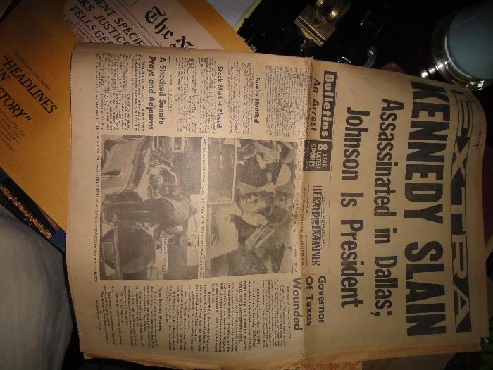 6 complete newspapers from Kennedy assassination. original not replications