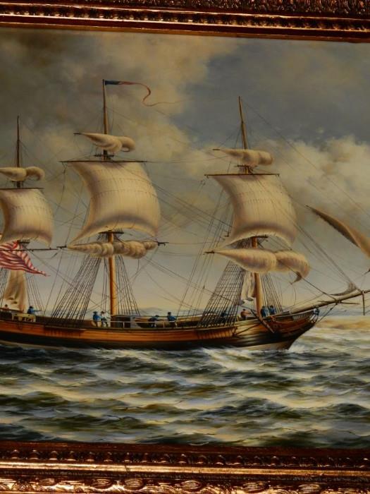 Clipper Ships, 27" x 27" A. Hess Cost $3,000 sell for $1500