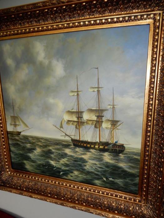  Clipper Ships, 27" x 27" A. Hess Cost $3,000 sell for $1500