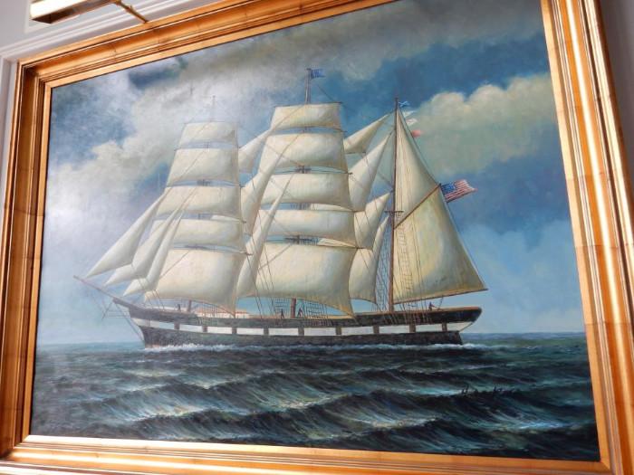 H. Darker Clipper Ship. Cost $8,000 sell for $3900 26" x 48"
