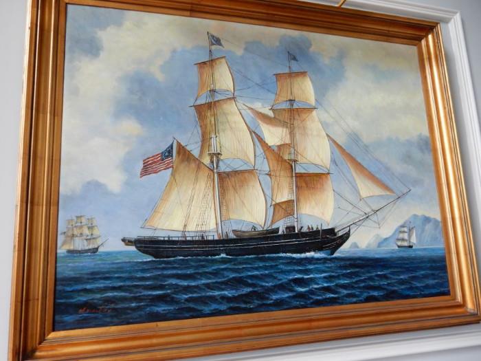 H. Darker Clipper Ship. Cost $8,000 sell for $3900 26" x 48" 