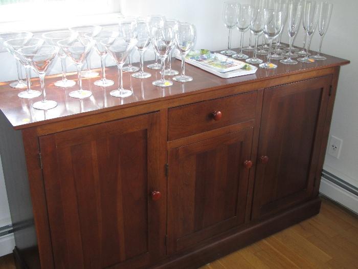 martini, champagne & wine glasses….& another Ethan Allen buffet cabinet
