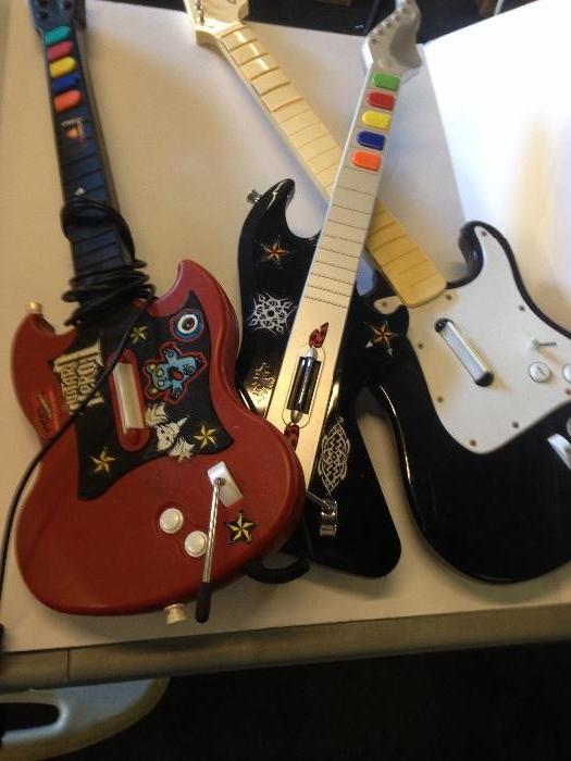 Guitar Hero Box Lot with Various Guitars