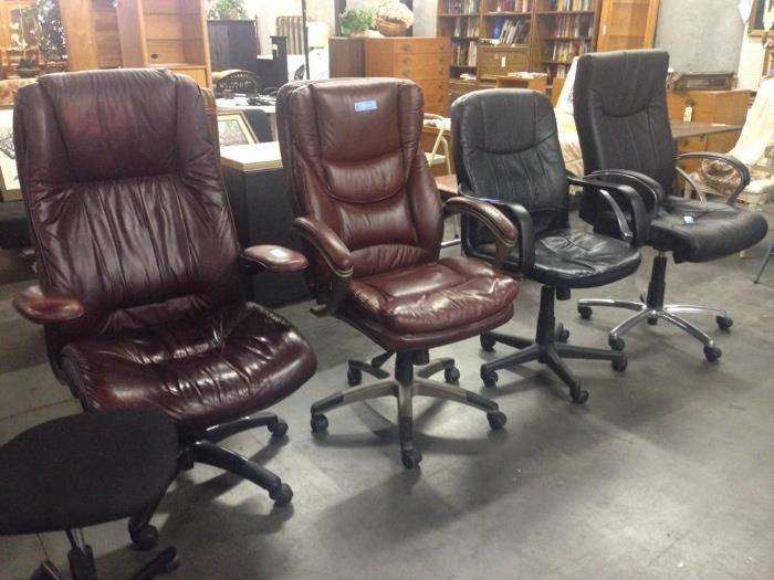 Office Leather Chairs on Wheels in Various Colors
