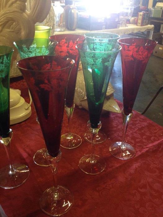 Red & Green Cocktail Glasses