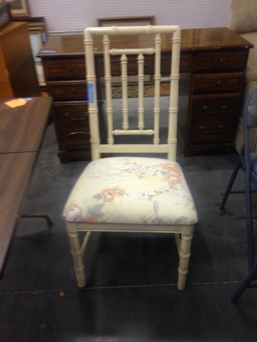 White Sitting Chair with Floral Cushion