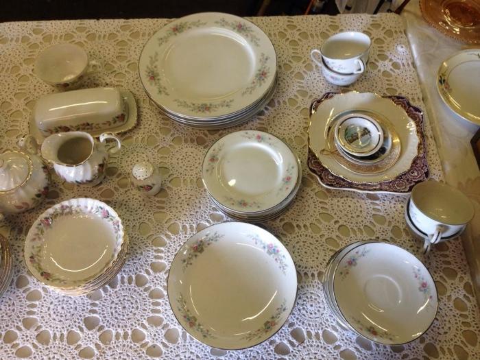 Floral and White China Set