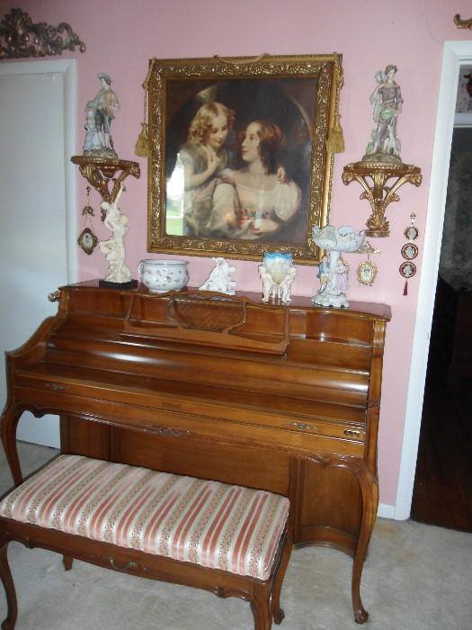 Kimball Piano and French matching Bench..