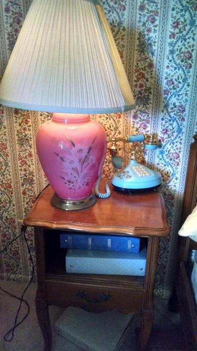 Vintage Pink Lamp, Vintage Telephone 