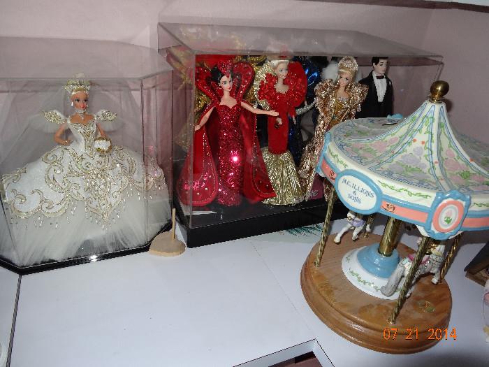 Barbie fashion dolls and carousel music box