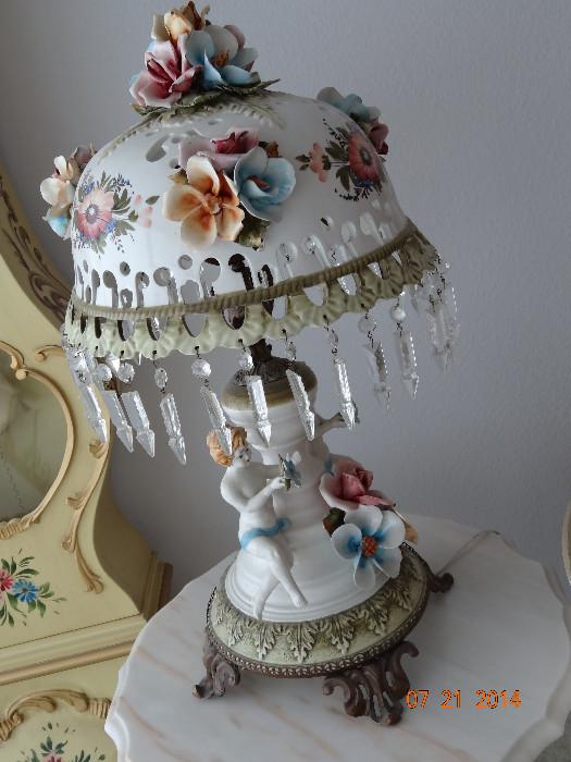 One of a pair of porcelain table lamps, large