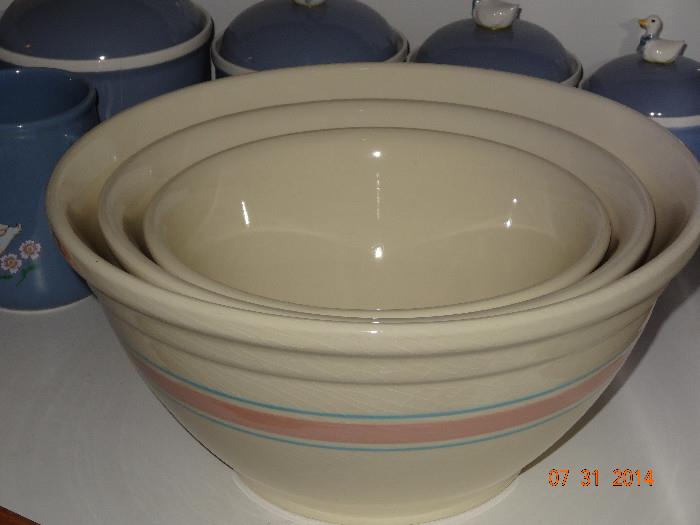 Large and heavy stoneware bowl set