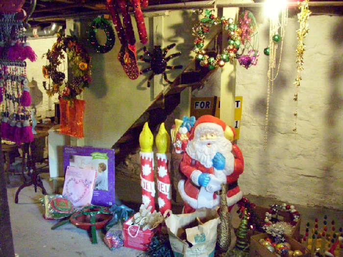 Chistmas & Halloween Items, Ornaments, Lights, Wreaths, Lighted Santa Claus, Lighted Candles, Decorations