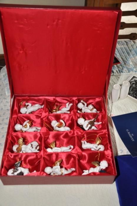 280  2 boxes of Heralding Angels ceramic decorations