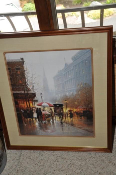 378  Signed limited edition street scene by G Harvey Authenticated 19/27.25 x 23/31