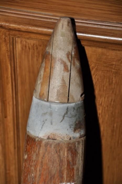 467 Old Wooden Artillery Shell 34.5 inches high