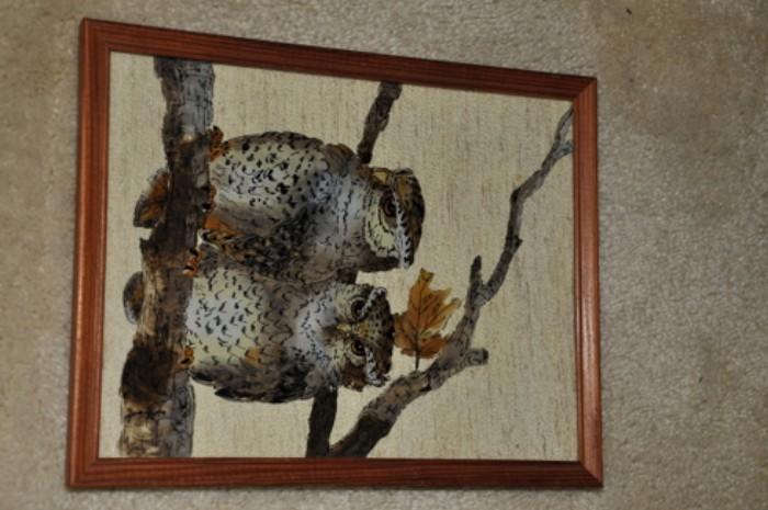 501 Reverse glass painting owls 8x10