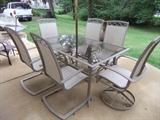 Nice Patio Set, 6 Chairs & Umbrella