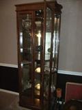 Nice Curio Cabinet, Beveled glass doors, w/ glass shelves, & light