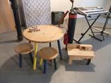 Childs Table & Chairs and Child Golf Set, Play Workbench
