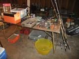 Some Tools, Fishing Poles, Zebco, etc.
