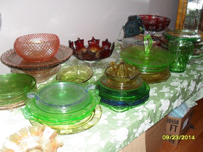 Depression glass servers, Waterford