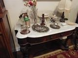 Foyer table, or possibly a desk, with detachable marble top