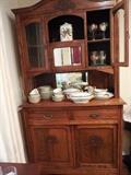 Antique china cabinet with beveled glass, possibly English