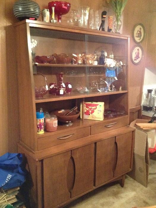 Danish Mid-Century Modern China Cabinet with matching Table, 2 leaves, 6 chairs.