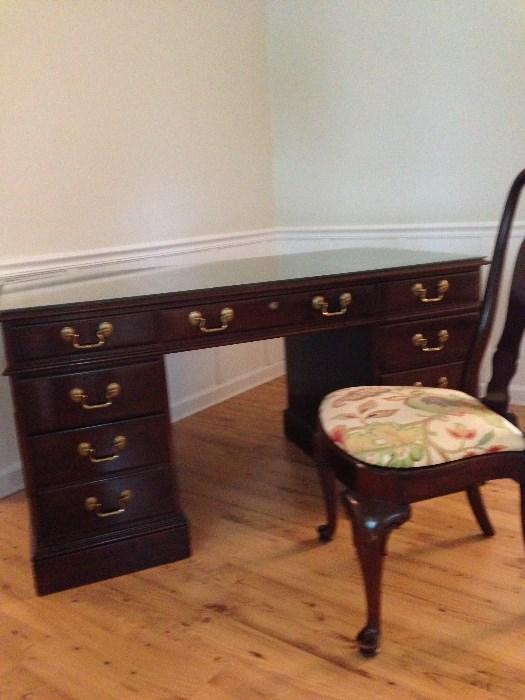 Ethan Allen Desk with Leather Inserts on Top