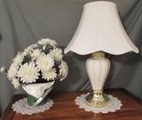 Pretty Lamp & Artificial Flowers