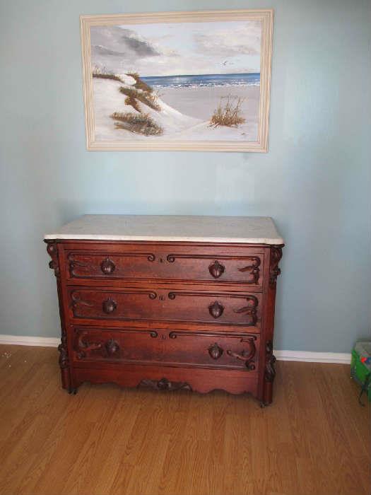 MARBLE TOP VICTORIAN CHEST