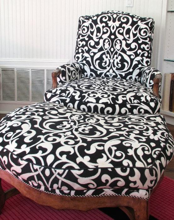 Black & White Sussex Chair & Ottoman