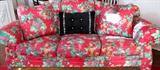 Red Overstuffed 84" Sofa