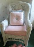 White Wicker Rocking Chair with Cushion