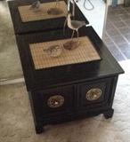 Asian Wooden end table. Seaside Figurines.