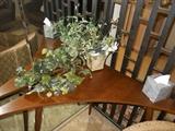 3 Sided Mid Century Corner Table with artificial plants