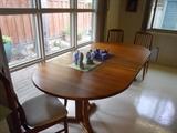 Teak Dining Room Table with 8 Chairs, excellent condition.