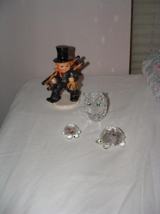 Hummel figurine and Swarovski glass pieces