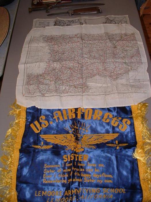 Military pillow cover and WWII escape maps