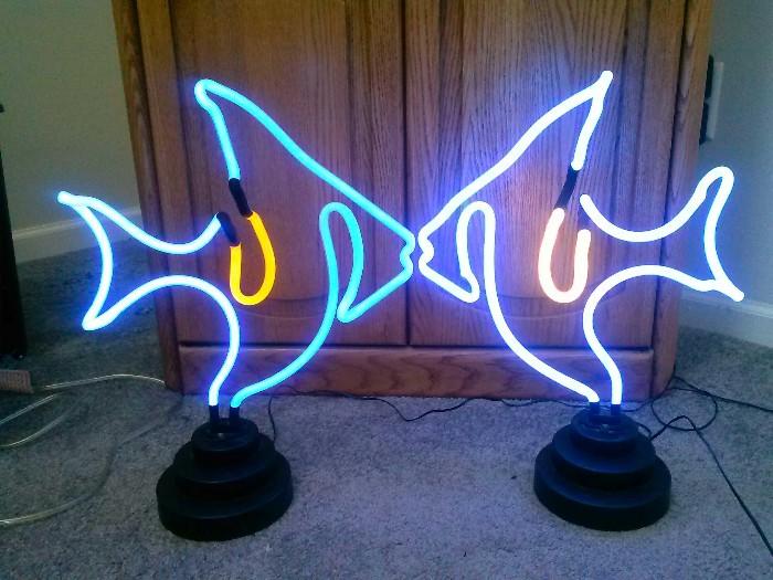 Two Neon Fish Lamps