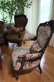 Newly covered Victorian arm chair